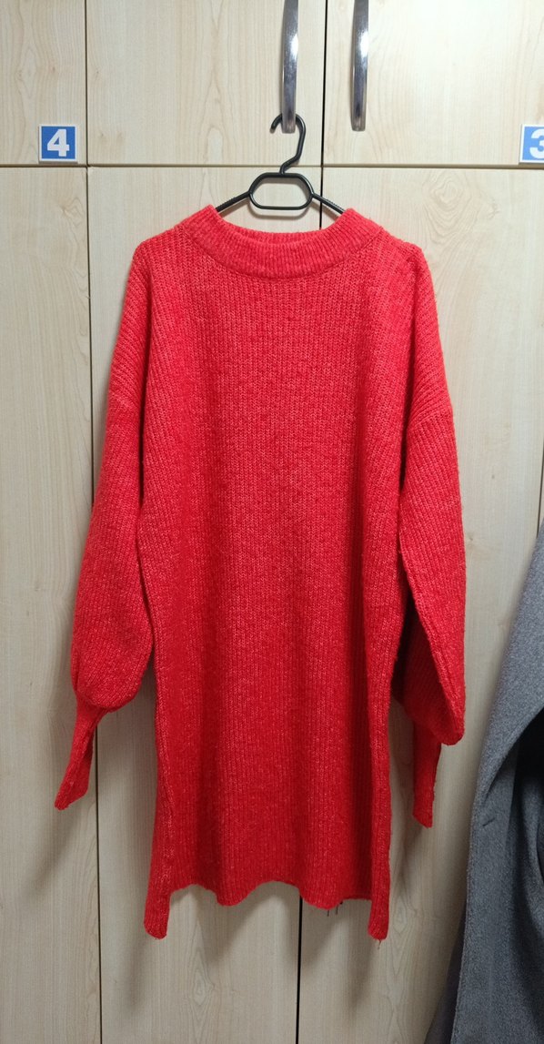 Kırmızı Salaş Örgü Kadın Kazak - Görsel 2