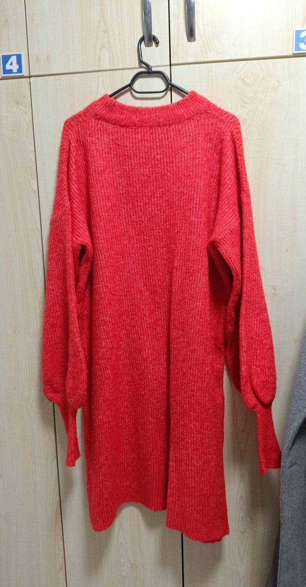 Kırmızı Salaş Örgü Kadın Kazak - Görsel 3