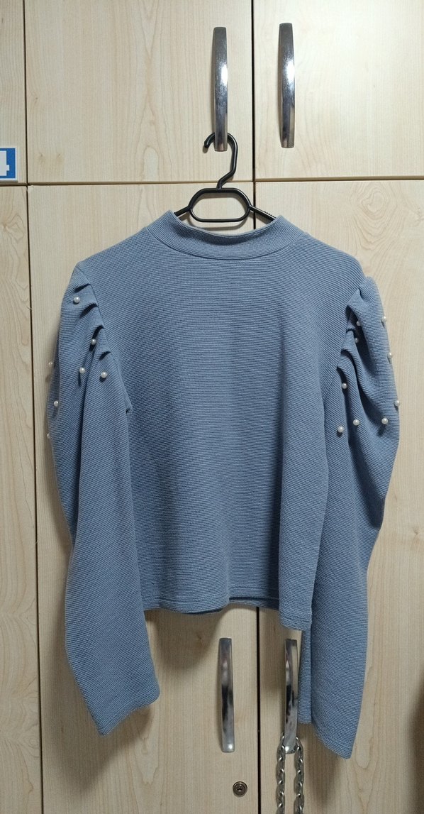 İnci Detaylı Boğazlı Balon Kol Dar Kazak - Görsel 2