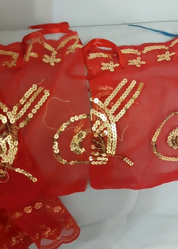 Kına takımı başörtü 2 adet eldiven - Görsel 2