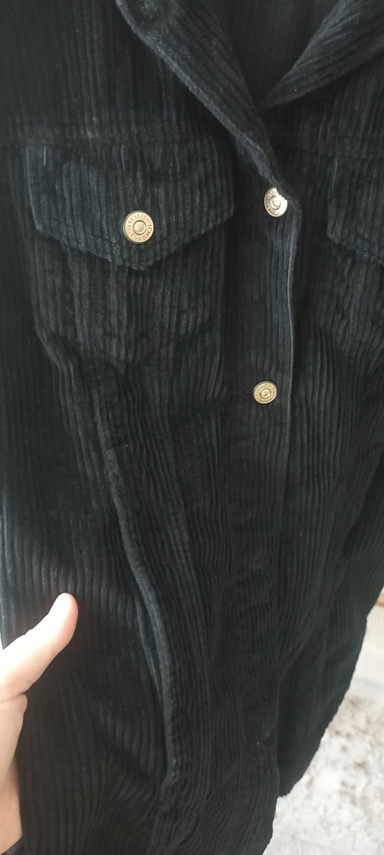 Düğmeli Siyah Kadın KadifeCeket - Görsel 4
