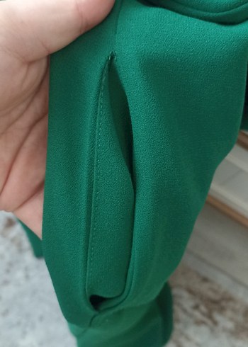 Uzun Kollu Salaş Yeşil Elbise - Görsel 4