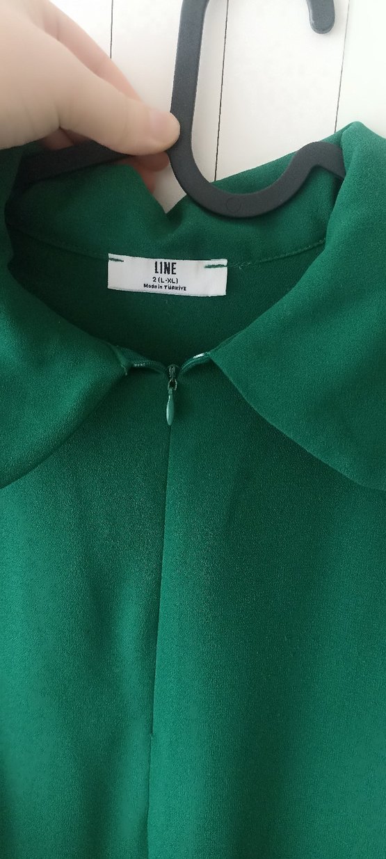 Uzun Kollu Salaş Yeşil Elbise - Görsel 2