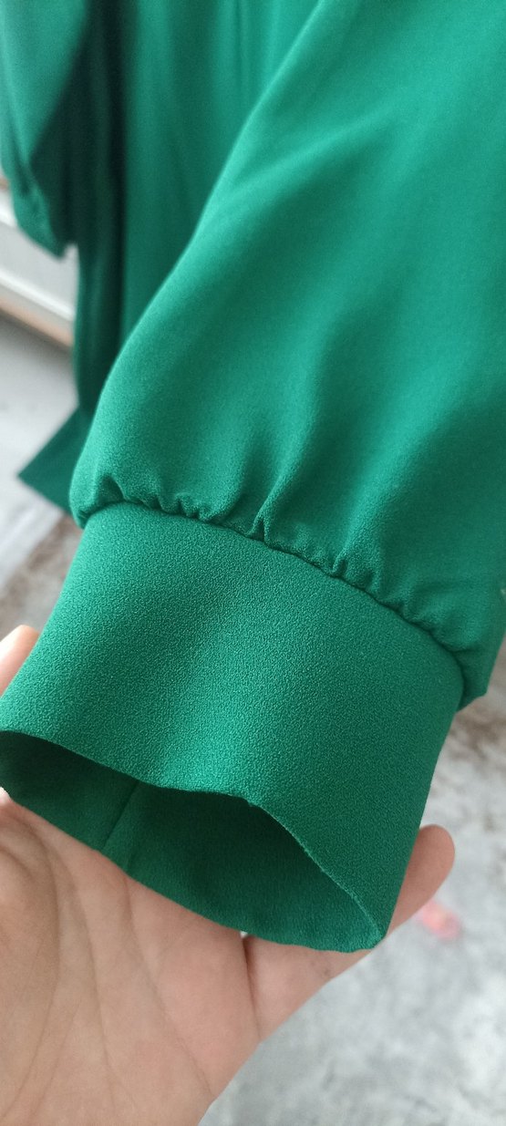 Uzun Kollu Salaş Yeşil Elbise - Görsel 3