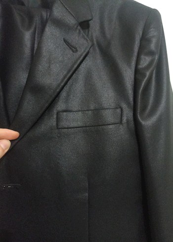 Siyah Parlak Düğmeli Erkek Takım Elbise - Görsel 2