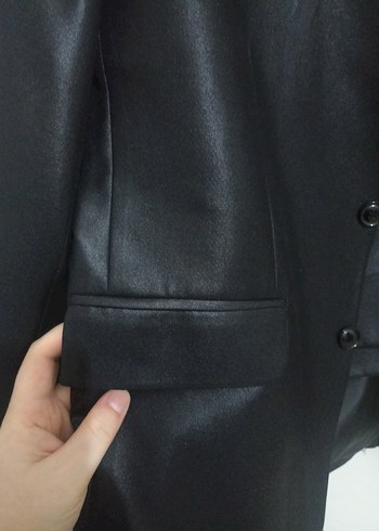 Siyah Parlak Düğmeli Erkek Takım Elbise - Görsel 7