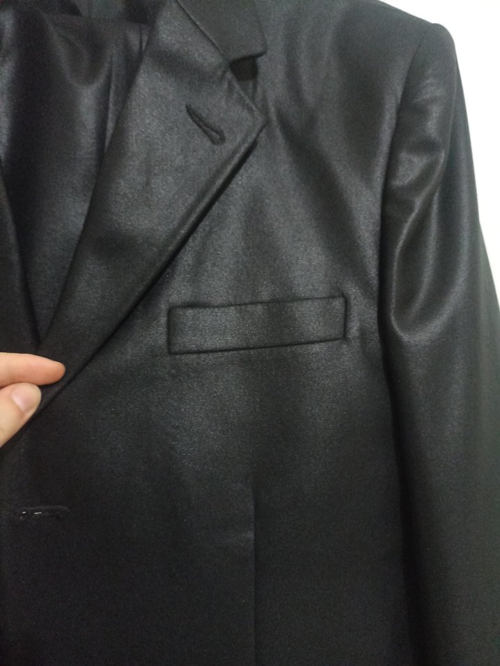 Siyah Parlak Düğmeli Erkek Takım Elbise - Görsel 2