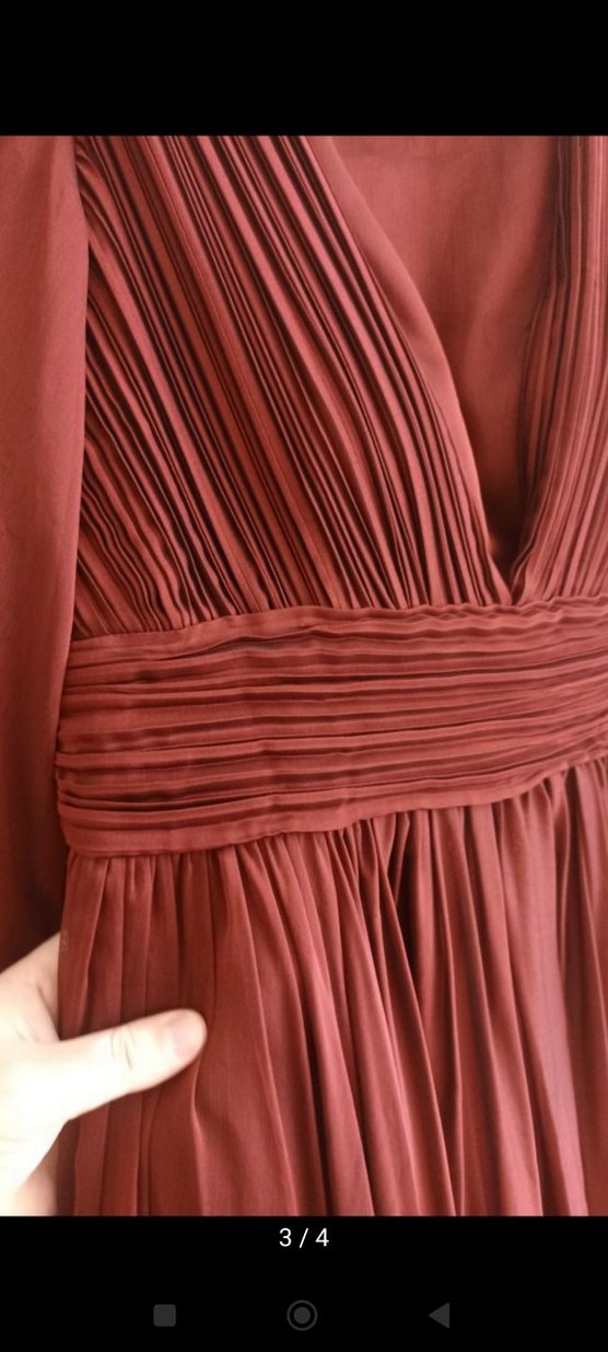 Bordo Uzun Kol Bohem Uzun Abiye Elbise - Görsel 3