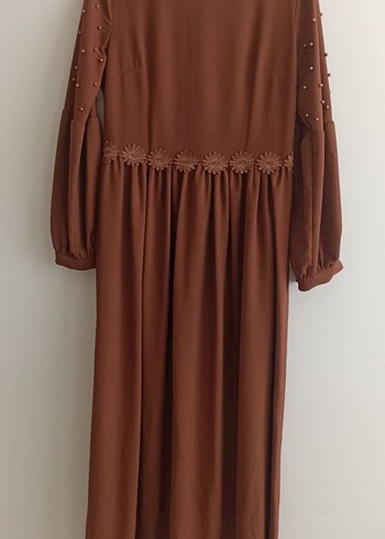 40 Beden camel Renk kahverengi tesettür rahat elbise