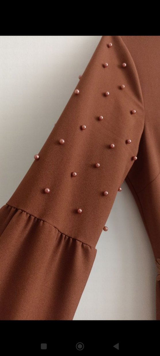 kahverengi tesettür rahat elbise - Görsel 2