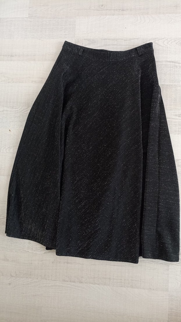 Kadın Gri  simli  Esnek Kumaş etek - Görsel 2