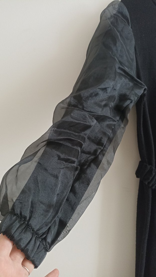 Uzun Kollu Siyah Giyimli Kadın triko elbise - Görsel 2