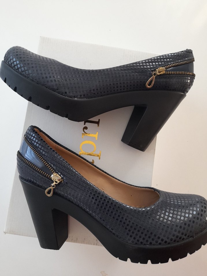 Kadın Siyah Yılan Desenli Platform Topuklu Ayakkabı - Görsel 3