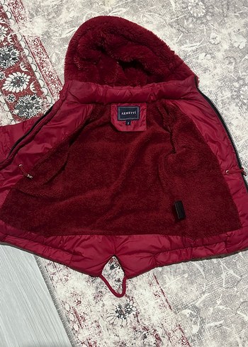 Bordo Kapüşonlu Kadın Kışlık mont çocuk - Görsel 2