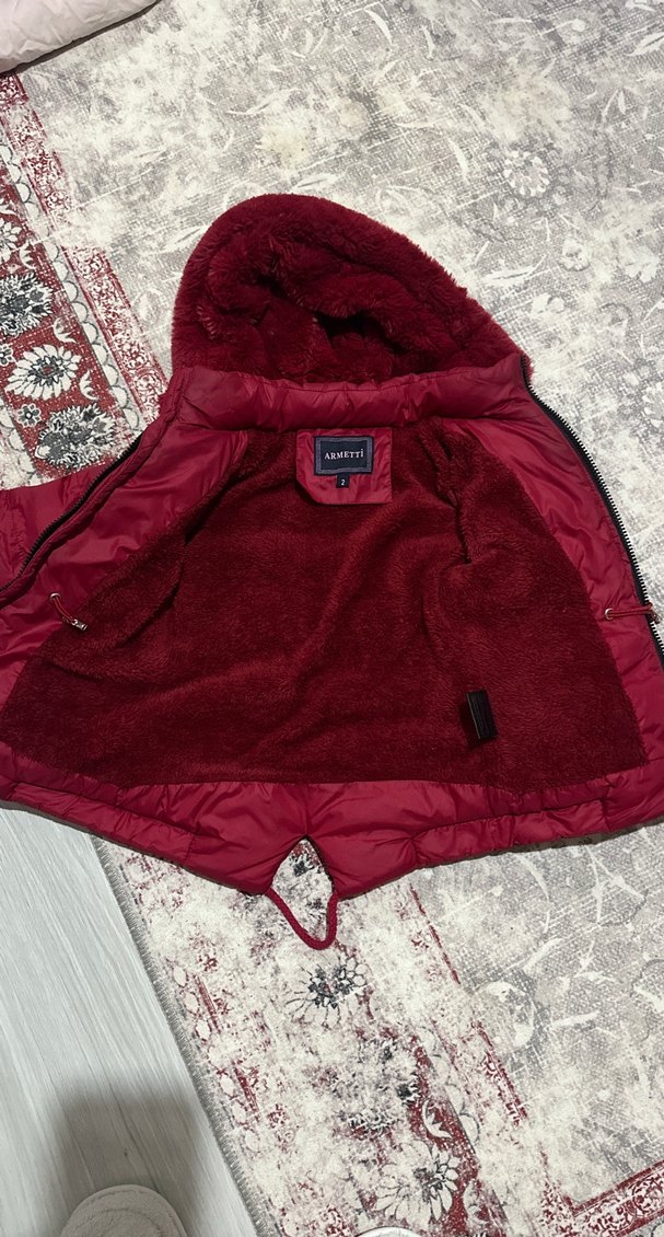Bordo Kapüşonlu Kadın Kışlık mont çocuk - Görsel 2