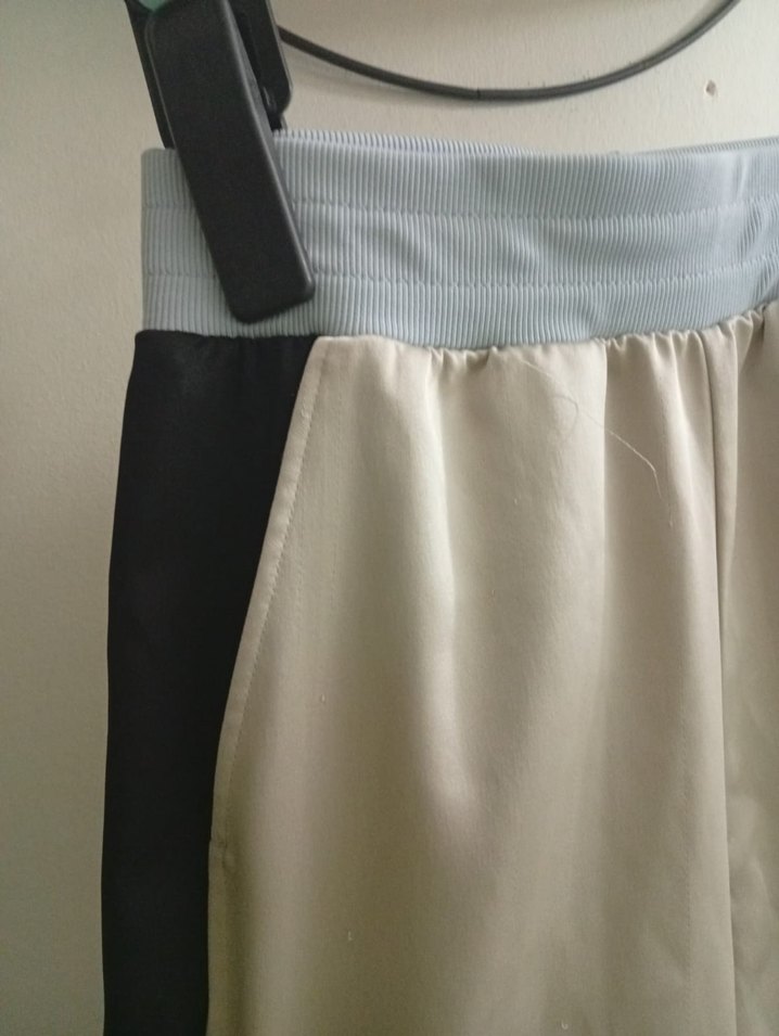 Bej ve Gri Kadın Kemerli Rahat Pantolon - Görsel 2