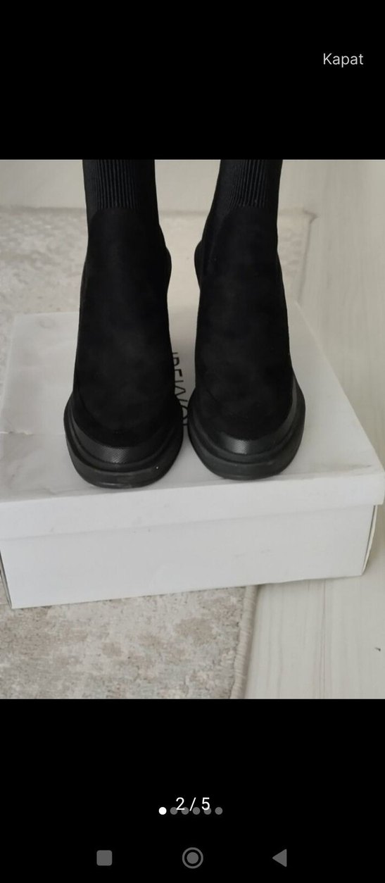 Siyah Platform Topuklu Bağcıklı Kadın Bot - Görsel 4