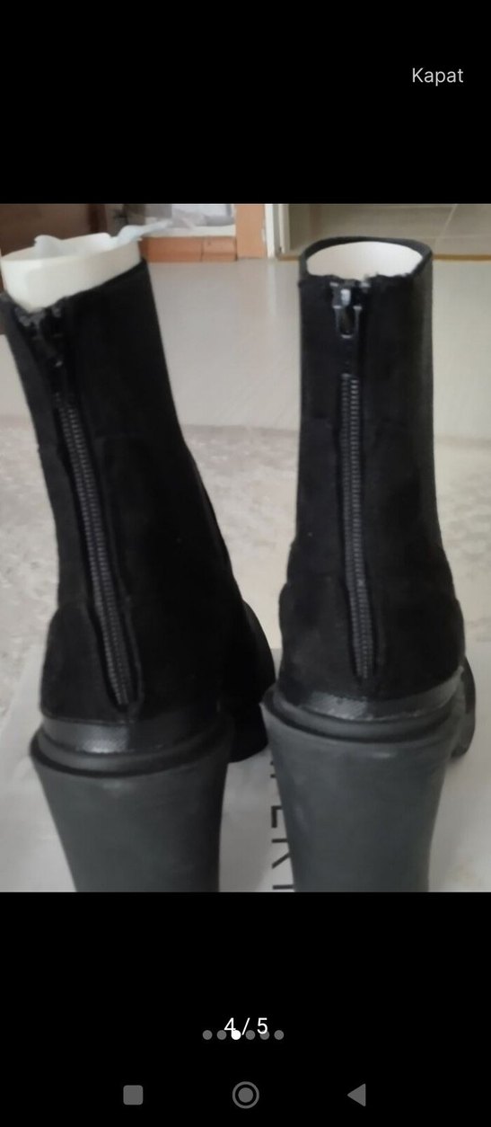 Siyah Platform Topuklu Bağcıklı Kadın Bot - Görsel 2