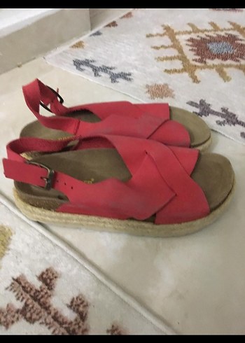 Kırmızı Kadın Dolgu Topuklu Sandalet - Görsel 2