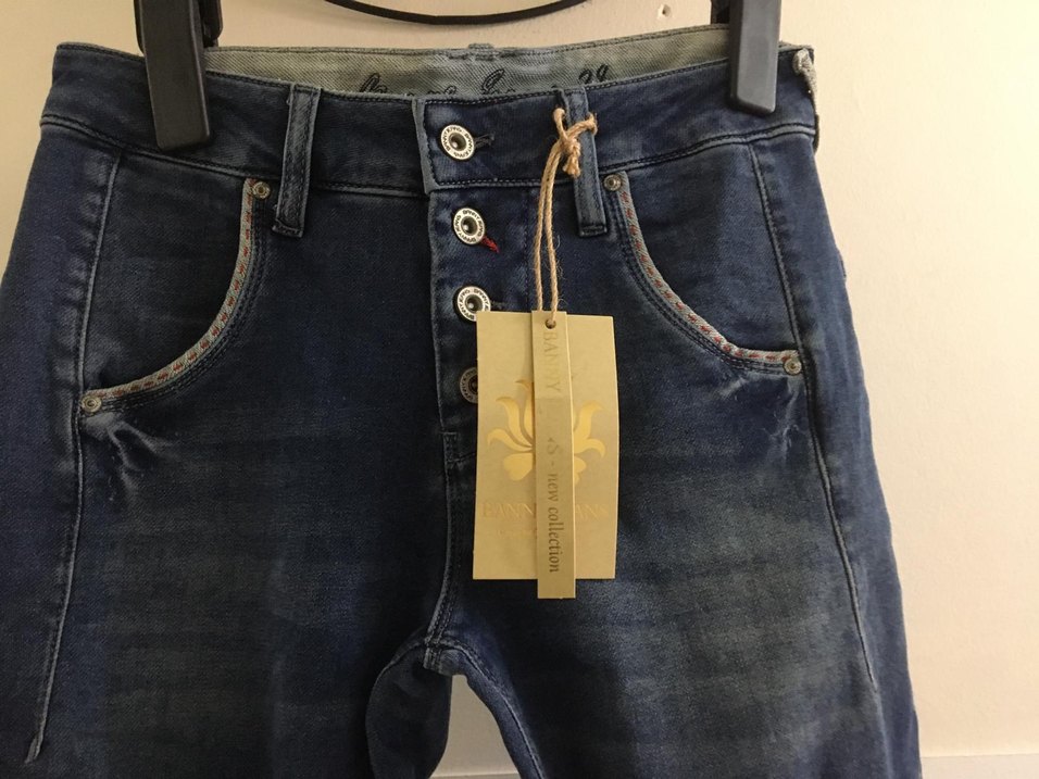 Düğmeli Mavi Loose Fit Kadın Denim Pantolon - Görsel 2
