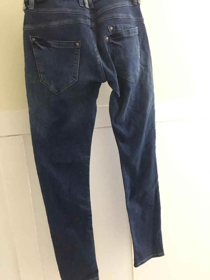 Düğmeli Mavi Loose Fit Kadın Denim Pantolon - Görsel 5