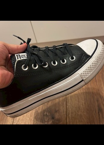 38 Beden siyah Renk Converse orjinal deri Platform Spor Ayakkab