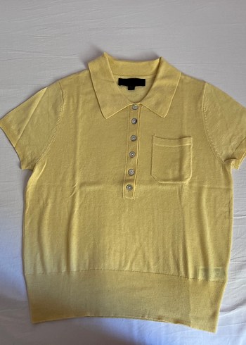 Sarı Kısa Kollu Polo Tişört %30 Ipek