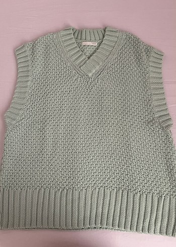 Gri V Yaka Örme Unisex Süveter