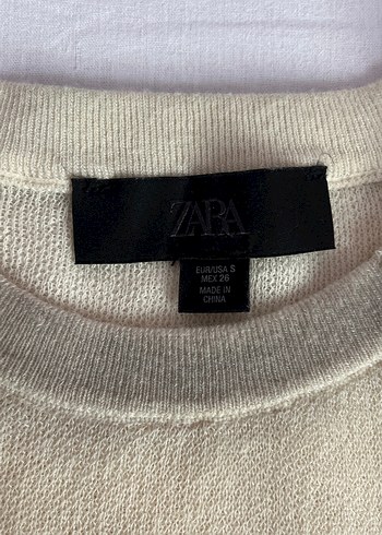 Zara Bej Kısa Kollu Kadın Sweatshirt