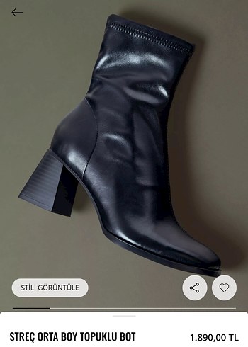 stradivarius Kadın Siyah Deri topuklu bot - Görsel 3