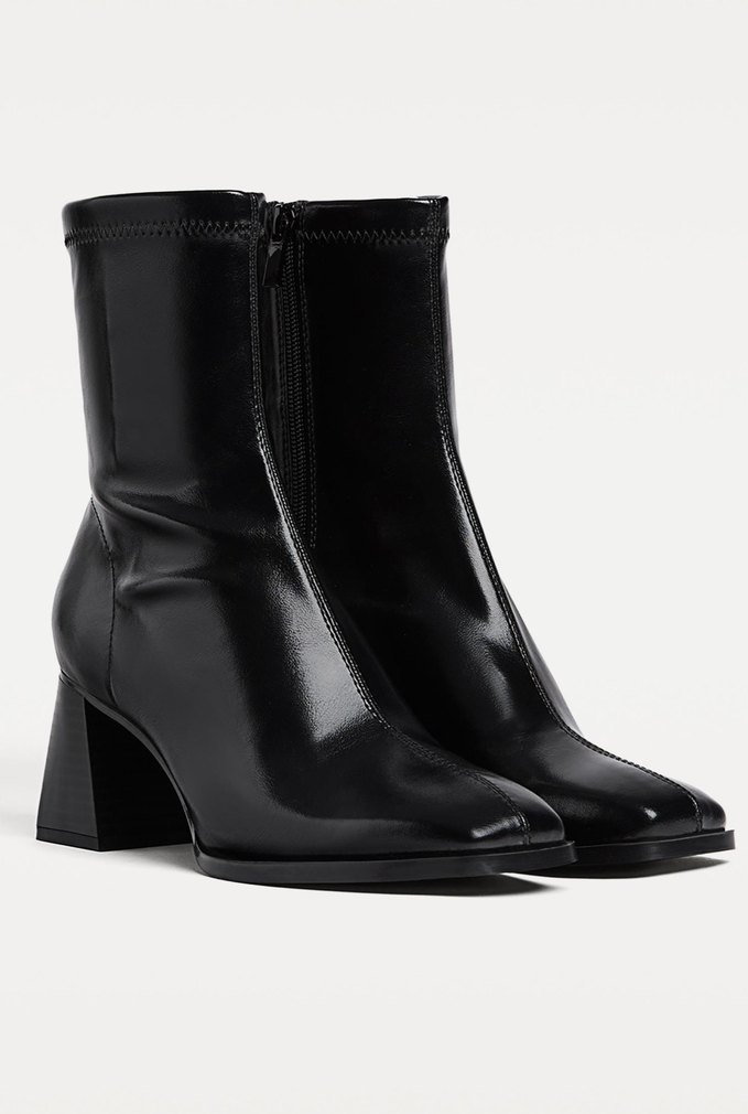 stradivarius Kadın Siyah Deri topuklu bot - Görsel 4