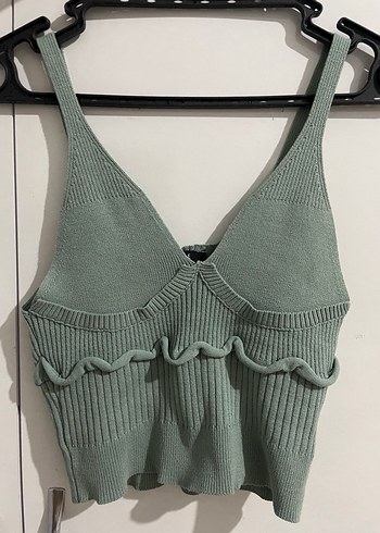 diğer Beden Yeşil Denim Straplez Crop Top