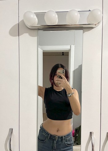 Addax Siyah Kolsuz Crop Top