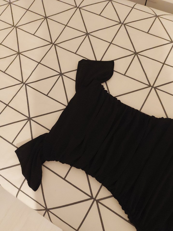 Siyah Drapeli Mini Elbise - Görsel 2