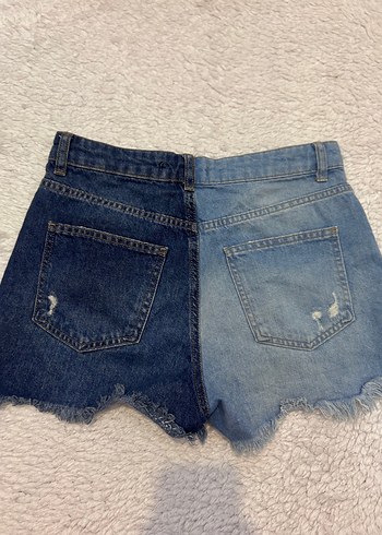 m Beden Bağlama Desenli Yırtık Mini Denim Şort