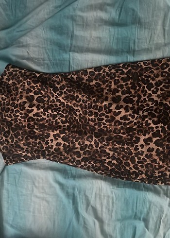Leopar desenli mini elbise