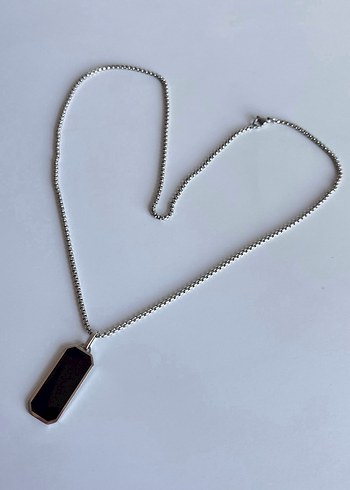 Beden Uzun Zincirli Siyah Minimalist Erkek Kolye