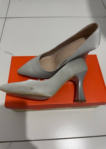 37 Beden Gri süet nubuk Stiletto Topuklu Kadın Ayakkabı