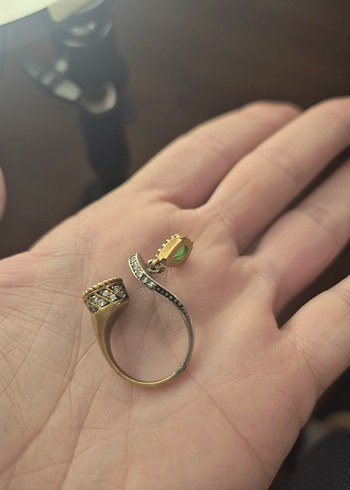 Beden turkuaz Renk Turkuaz Taşlı Vintage Yılan Desenli Kadın Yüzük