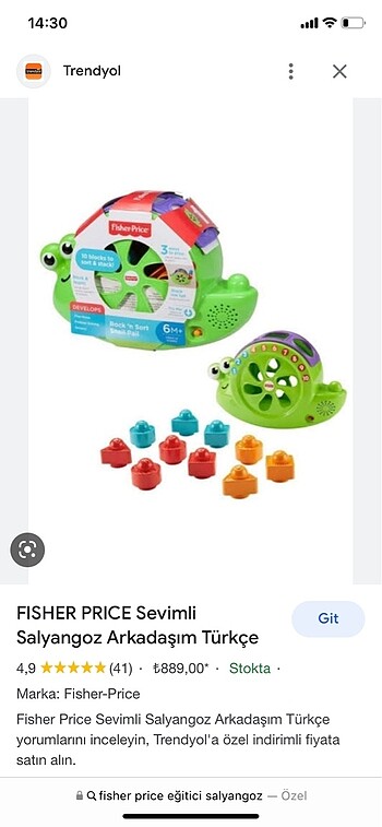 Beden Renk Fisher price eğitici salyangoz