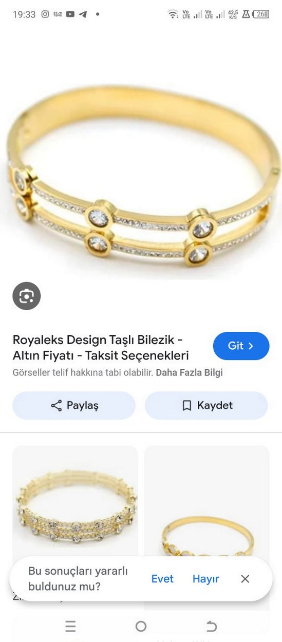 Düğmeli Vintage Altın Kadın Bileklik - Görsel 5