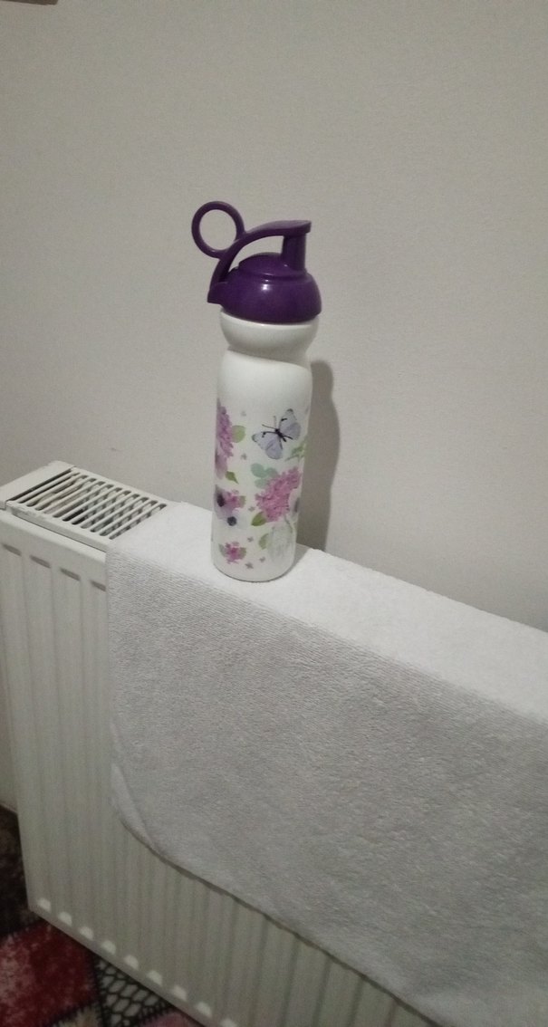 Mor Kapaklı Çiçek Desenli Çocuk Matara - Görsel 2