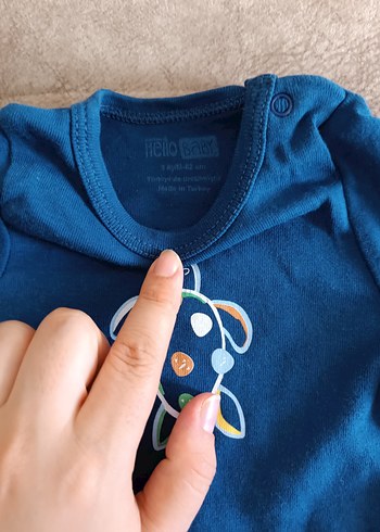 Mavi Kısa Kollu Bebek Body - Görsel 3