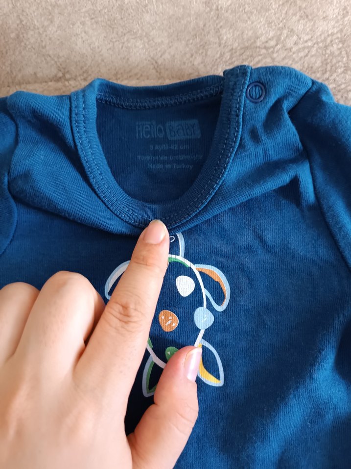 Mavi Kısa Kollu Bebek Body - Görsel 3