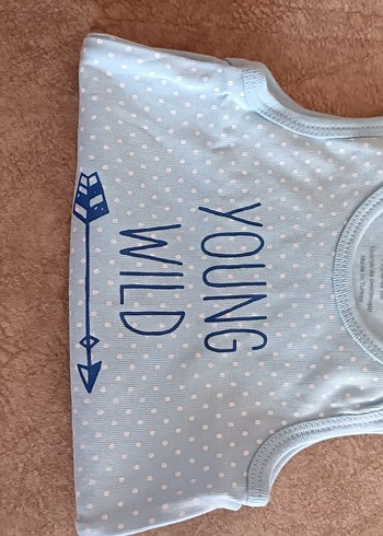 Mavi Kısa Kollu Erkek Bebek Body - Görsel 2