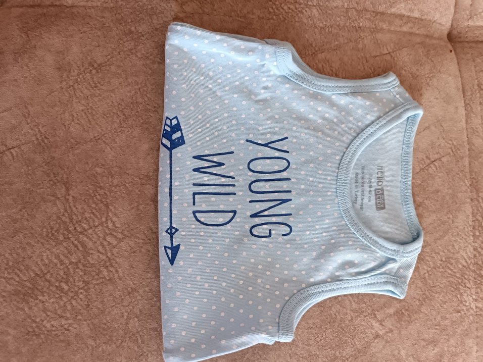 Mavi Kısa Kollu Erkek Bebek Body - Görsel 2