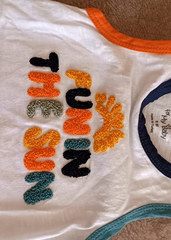 Renkli Nakışlı Erkek Bebek Kolsuz tulum