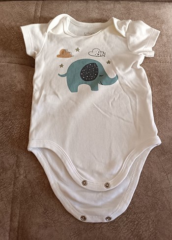 Bebek Erkek Kısa Kollu Fil Desenli Çıtçıtlı Body