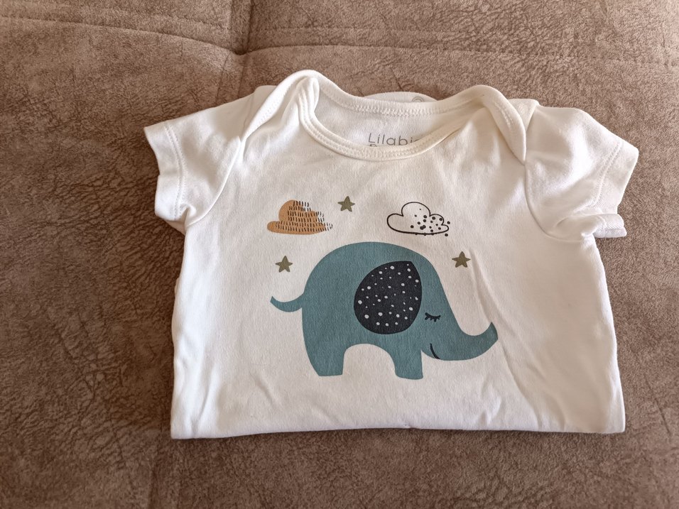 Bebek Erkek Kısa Kollu Fil Desenli Çıtçıtlı Body - Görsel 3