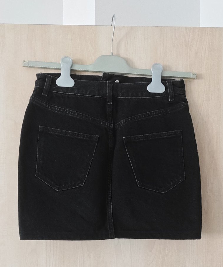 Siyah Kadın Mini Kot Etek - Görsel 2